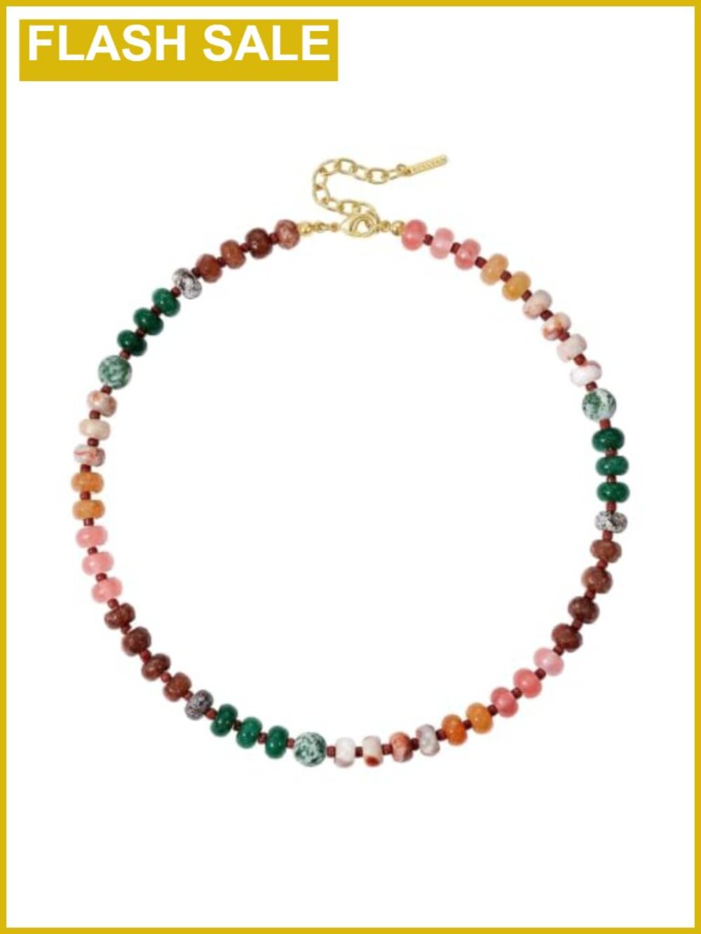 Handmade Natural Gemstone Beaded Choker Necklace 14K Gold Plated Clasp
